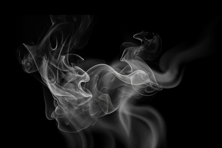smoke puff against a black background