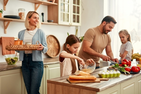 Family cooking in perfect temps