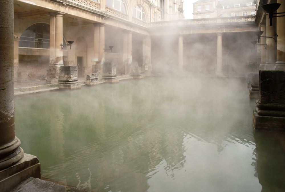 Steam arising from water in a Roman Bath