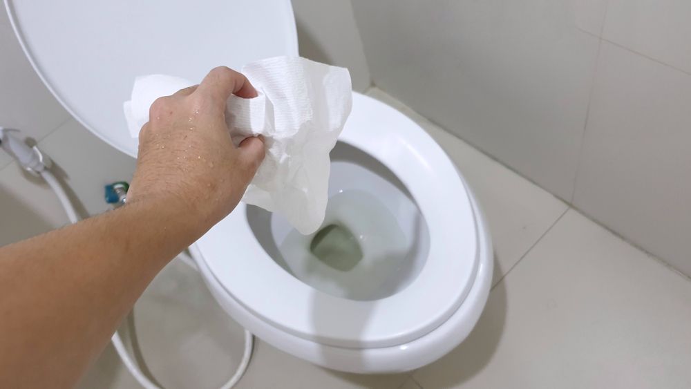 flushable wipe going into toilet