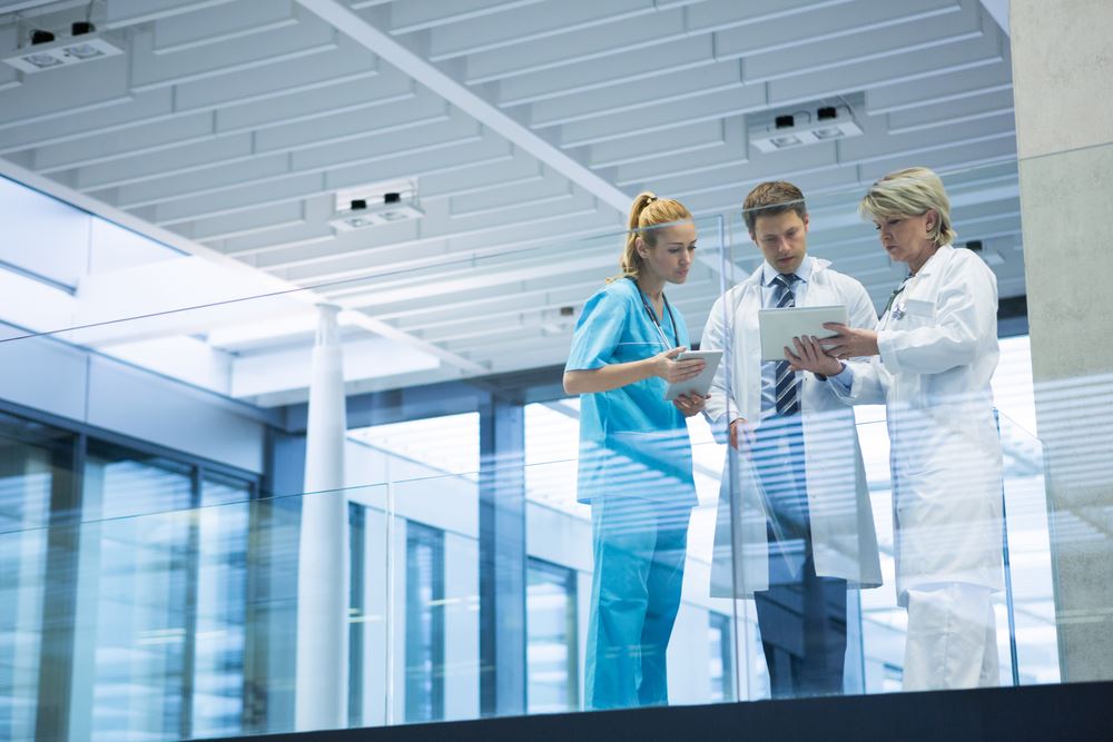 medical team in hospital hallway