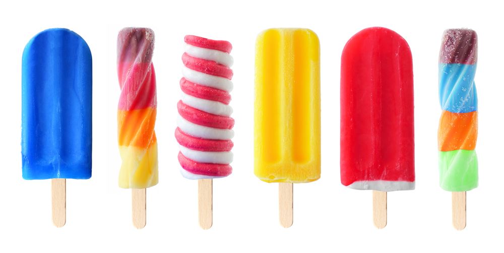 a variety of colorful, frozen treats